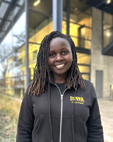 A headshot of Grace Kariuki, contributed by Holly Yoder. Kariuki is the First Year Experience Intern for the University of Iowa’s Honors program. 