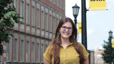 Elisa Burba poses for a picture in front of Chemistry Building. Contributed by Burba. Burba graduated this May with a BA in English and history.