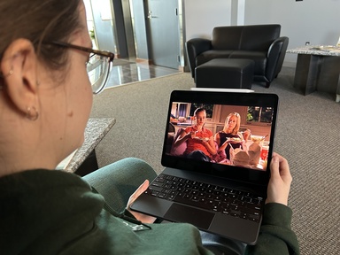An honors student streams an episode of Gilmore Girls. Photo by Holly Yoder.
