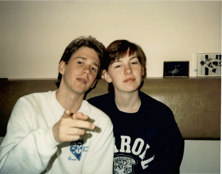 A college-aged Shaun Vecera surrounds himself with many books, reads, and hangs out with his future spouse, Maureen, in these vintage photos. Courtesy of Maureen Vecera.